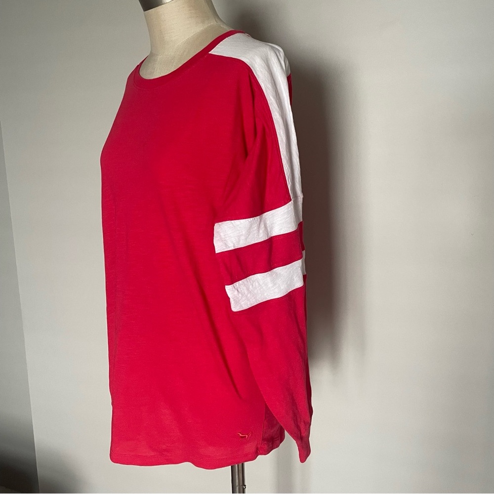 PINK Victoria’s Secret red and white long sleeve top size S
